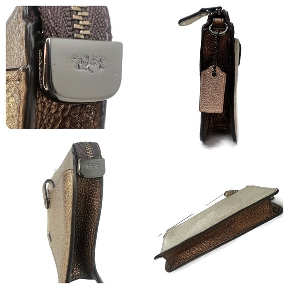 Coach Gold Metallic Market Tote F76776 & Wallet 22882 Clutch Set - Picture 3 of 16